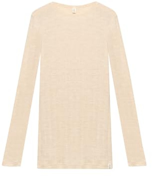 Dilling Langärmliges Pointelle-Top aus Merinowolle für Damen - Perlweiß 40