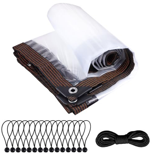 DBREAKS Lona Impermeable Transparente con Ojales, 3 x 5 m, Lonas Impermeables Exterior Transparente, para Exterior Terraza, Muebles de Jardín, Aislamiento de Plantas, con Cuerda