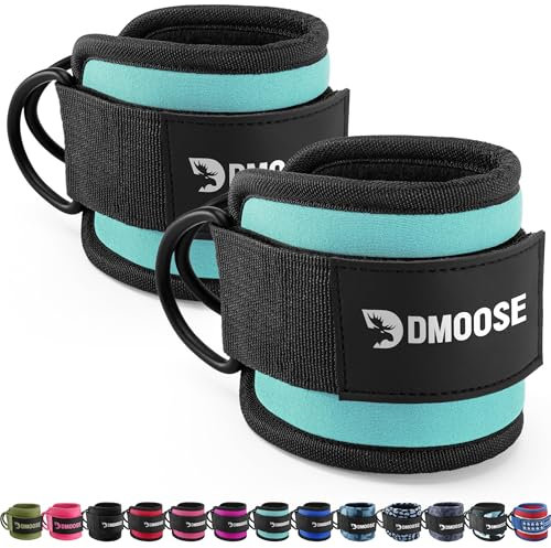DMoose Fitness Ankle Straps for Cable Machines - One Size Fit with Premium Padding, Glute Kickback Ankle Strap for Women & Men, Cable Attachments for Gym, Booty Workouts, Leg Extension & Hip Abductors