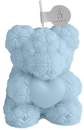 1PC Rose Bär Kerze Duftkerzen in Rosenform,Kerze mit Rosenblüten,Blume Bär Kerze | Bär Rosenblüten-Duftkerze, Valentinstag-Sojawachskerze für Geburtstag, Zuhause, Schlafzimmer, Party (blau)