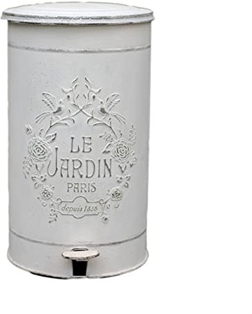 JKJZSALJ Poubelle De Cuisine Ronde Rétro, Poubelle D'Extérieur À Pédale De Jardin avec Poubelle Antique en Relief, Diamètre 10,6 X 17,7, Poubelle Blanche/Verte, Blanche