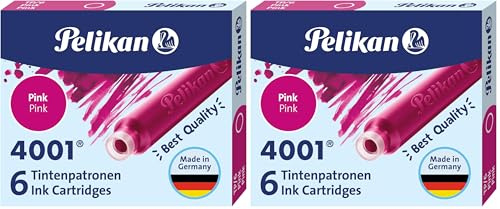 Pelikan 321075 Tintenpatrone 4001, 6 Patronen in der Faltschachtel, Pink (Packung mit 2)