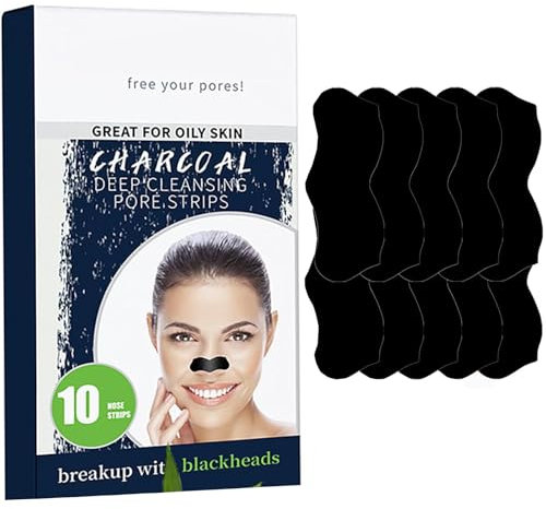 Mitesserentferner Stripes (10 Stück), Nosestripes Blackheads, Entfernen Mitesser und Unreinheiten, Für normale Bis fettige Haut, Schwarz