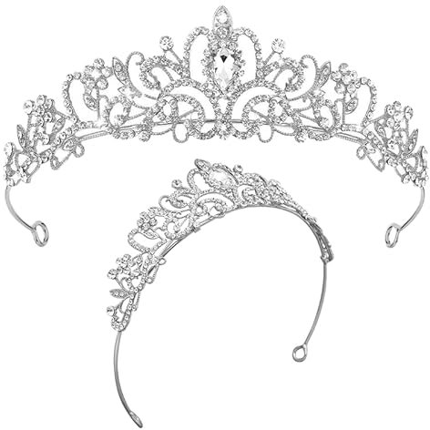 JAONLD Tiara Kristallkrone, Krone Damen Fasching Strass, Prinzessin Krone Erwachsene, Diademe für Damen Tiara, Verwendet für Hochzeiten, Karneval, Geburtstagsfeiern (Silber)