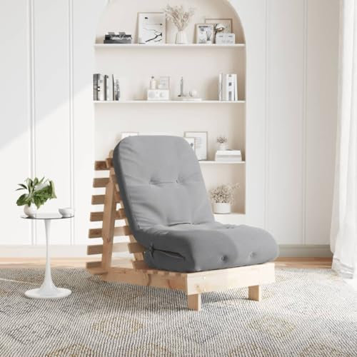 Homgoday Futon Schlafsofa mit Matratze Bettsofa mit verstellbaren Rückenlehne, Klappsofa Schlafcouch Sofabett Schlafcouch für Wohnzimmer60x206x11 cm Massivholz Kiefer