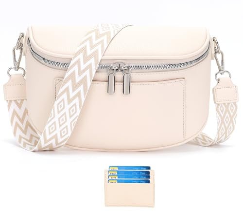Paigtes Umhängetasche Damen klein Veganes Leder kleine Bauchtasche damen Tasche crossbody bag Handbags for women mit Breitem Schultergurt beige