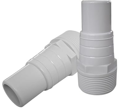 2 Stück Pool Schlauchverbinder, Schlauchtülle, Pumpenanschluss, Schlauchanschluss für Poolpumpen oder Skimmer Ø 32/38mm auf 1,5 Zoll Schlauchstutzen weiss