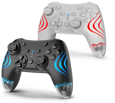 DYONDER 2 Pack Wireless Controllers für Switch Lite/OLED, Pro Controller für Switch 2 (Ohne Aufweck-Funktion) – Ersatz-Gamepad für PC/iOS/Android mit Hall-Effekt Joysticks/RGB/Vibration/Turbo