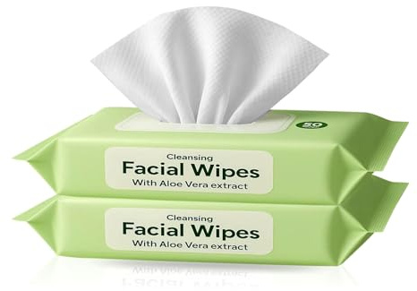 Make Up Remover Wipes Facial Cleansing Skin Surface Wipes Pads Eye Make Up Remover Face Wipes Wet with Aloe Vera Extract Sensitive Skin 18x12.5cm (white, 100)