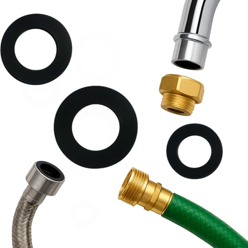 Mario10 24-Piece Rubber Hose Washer Set – 1/2, 3/4, and 1 Flat Tap Sealing Rings for Faucets, Shower Hoses & Garden Hose Connectors – Durable Leak-Proof Rubber Gaskets
