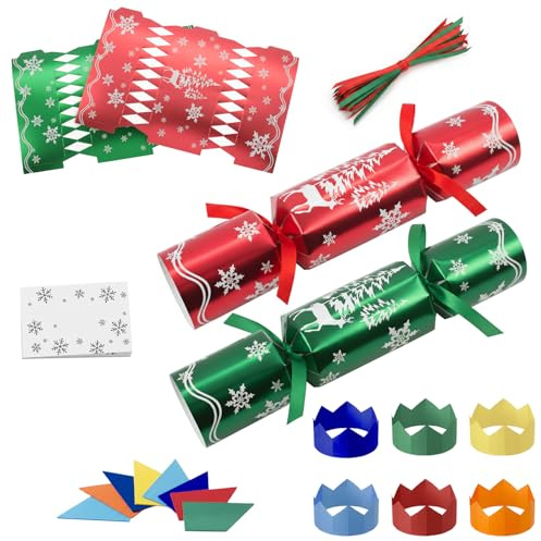 MORAINJAY 30 Pezzi Crea i Tuoi Cracker di Natale, Kit DIY Cracker di Natale con Scatole Vuote, Cappelli e Barzellette, per Bomboniere e Decorazioni Tavola Feste Natalizie