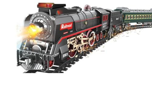 BuildCubes Weihnachten RC Dampflokomotive Modell, 623B Dampf Lokomotive Eisenbahn Modell Set Modelleisenbahn RC Dampflok Zug mit Spur Waggons, Geschenk Dekoration für Erwachsene