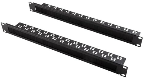 kenable 1U Brush Panel with Rear Cable Management Bar for 19 Server Rack Cabinet Black 2 Pack