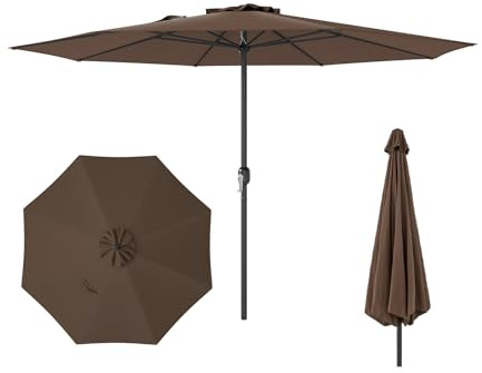 RELAX4LIFE Sonnenschirm 350 cm, großer Gartenschirm mit Kurbel, Terrassenschirm mit 8 Rippen, Balkonschirm UV Schutz, Marktschirm wasserabweisend, Kurbelschirm für Garten, Terrasse, Pool (Braun)