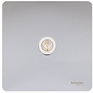 Schneider Electric Ultimate Screwless Flat Plate - Single TV Aerial Socket, GU7410WPC, Polished Chrome with White Insert