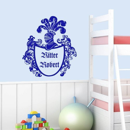 wandtattoo-factory Ritterwappen mit Wunschnamen 70x60cm - Farbe: Königsblau