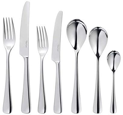Robert Welch Malvern Bright, 84 Piece Cutlery Set for 12 People. Made from Stainless Steel. Dishwasher Safe.