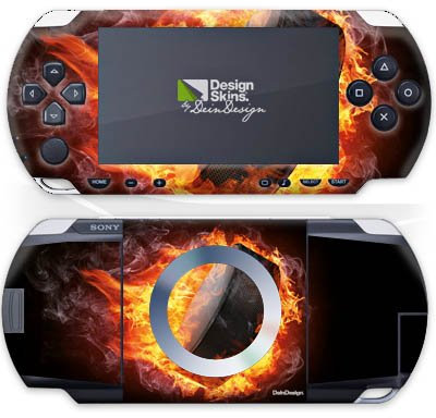 DeinDesign Skin kompatibel mit Sony PSP 1000 Folie Sticker Eishockey Feuer