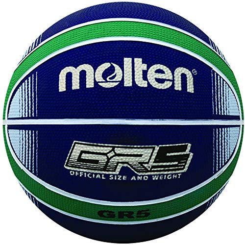 Molten Premium Basketball, 12 Panel-Design, Gummi, blau/grün, Junior Size 5