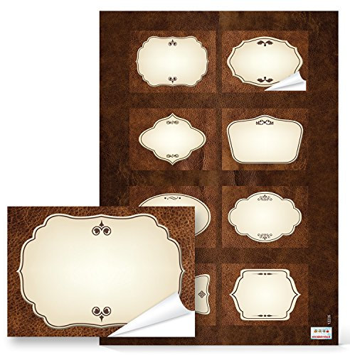 Logbuch-Verlag 24 étiquettes autocollantes pour verre de cuisine rectangulaire ancienne marron beige vieux pour nom