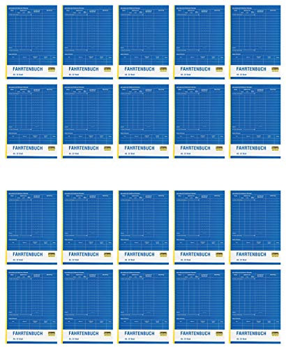 Idena 314251 - Fahrtenbuch, DIN A5 doppelseitig bedruckt, holzfreies Papier, 32 Blatt (Fahrtenbuch, A5 | 20er Maxi Sparpack)