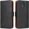 Bozon Lederhülle Hülle für Samsung Galaxy J7 (2017) DUOS - Cover Flip Tasche mit Ständer und Kartenfächer - Schwarz Grau