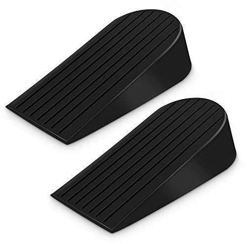 Door Stops Rubber,Door Stopper Security 2 Pack,Big Door Stops for School&Garage Heavy Metal Doors,Height Up to 2Inches,Safe for All Floors,Hold Doors with Gaps 0.35 to 3 Inches (Black)