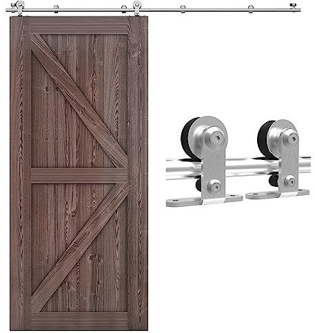 CCJH 5FT/152cm Acciaio Inossidabile Binario per Porta Scorrevole Kit Acciaio Inox Accessori per Una Porta Scorrevoli di Legno