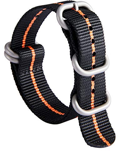 Uhrenarmband Nylon Dickes G10 Premium Ballistisches Armband Mehrfarbige Bänder für Herren Damen 18mm 20mm 22mm 24mm mit Silber/Schwarz Edelstahl Schnalle