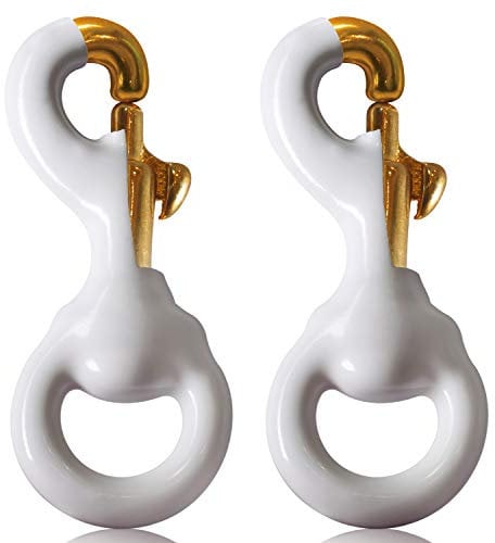 Anley Accessoire de Drapeau 1 Paire de Mousqueton pivotant en Laiton Enduit de Caoutchouc Blanc - Clip de Fixation de Corde de drisse de mât de Drapeau Robuste - pour Les Conditions