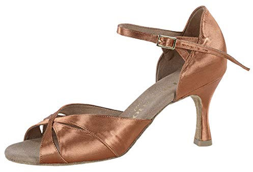 Rummos Damen Tanzschuhe R385 - Satin Dark Tan - Medium (Normal) - 6 cm Flare - EUR 40