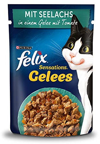 FELIX Sensations Gelees Katzenfutter nass, mit Seelachs & Tomate in Gelee, 26er Pack (26 x 85g)