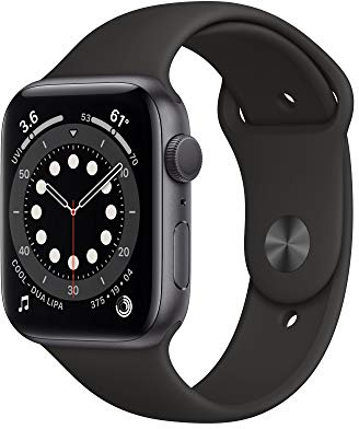 Apple Watch Series 6 GPS, 44mm Space Gray Aluminium Case with Black Sport Band - Regular