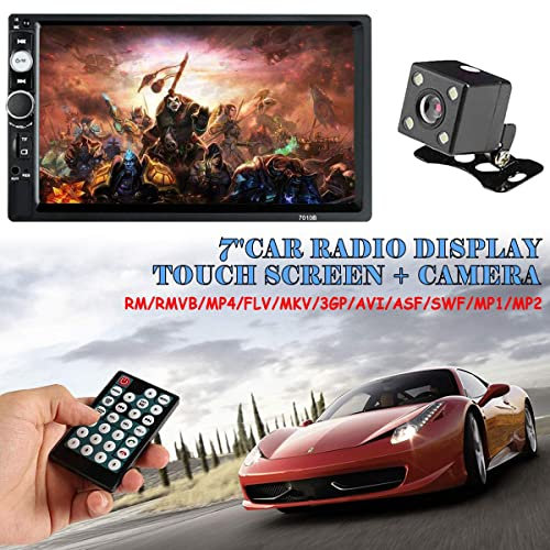 TOTMOX 2 DIN 7 Pollici Bluetooth Lettore MP5 Stereo per Auto, Schermo Multi-touch 1080P Auto Radio FM Android Telefono Collegamento a Specchio Lettore MP5 con USB/EQ/AUX e Telecamera per Retromarcia