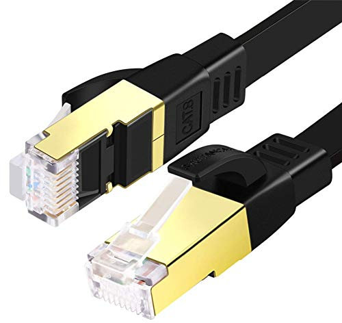 SHULIANCABLE Cable Ethernet Cat 8, Cable de Red Plano Cable de Conexión RJ45 LAN Cable 40 Gbps,2000Mhz, para Router,TV Box,PS5,Servidor (1Meter)