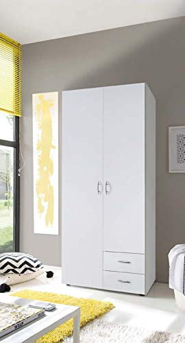 möbelando Schlafzimmerschrank Schrank Kleiderschrank Hamina III Weiß