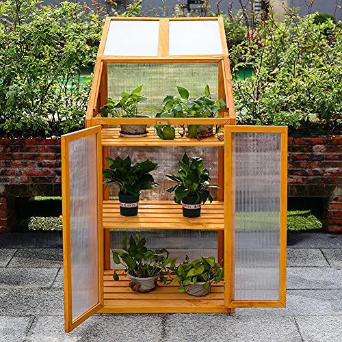 EliteKoopers 1Pcs Garden Greenhouse Wooden Cold Frame For Outdoor Plant Flower Growhouse