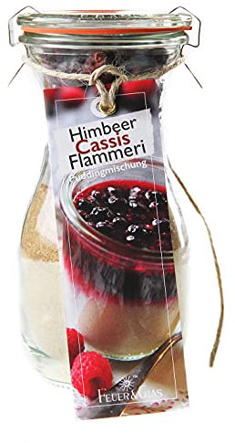 Backmischung im Weckglas für Himbeer Cassis Flammerie Mini ( 250ml ) - Zutaten im Weckglas für die einfache Zubereitung – Gourmet Back-Mischung von Feuer & Glas