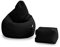 Loft 25 sitzsack mit Fußhocker – Gaming sitzsack mit füllung, Komfortabler Bean Bag, Wasserabweisend sitzsack Erwachsene mit hohem Rücken,Bean Bag Chair (Black, Sitzsack + Fußhocker)