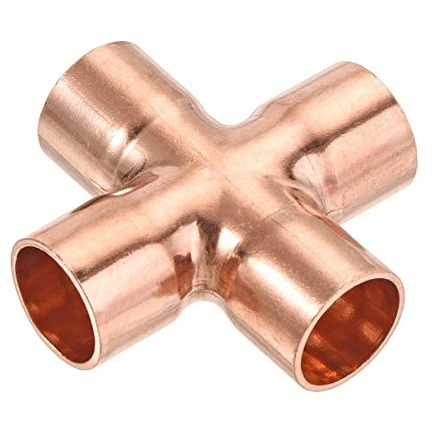 sourcing map 15mm x 1mm 4 Voies Cuivre Terminal Alimentation Égale Croix Tuyau Raccord pour HVAC
