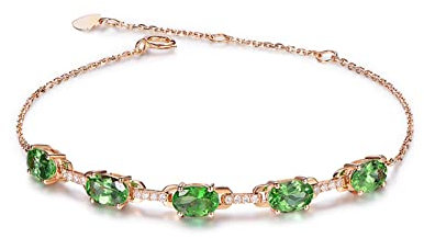 Beydodo Bettelarmband Rosegold 750, Tennisarmband mit 2.16ct Grün Turmaline Rosegold Armband Damen Diamant Bettelarmband 20CM