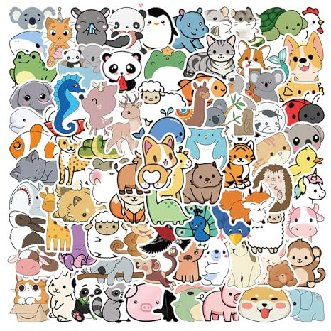 iMaMa 100 Pcs Colorful Animal Stickers, Cute Aesthetic Sticker Pack for Scrapbooking, Art, Crafts, MacBook, Skateboard, Luggage, Bullet Points, Laptop Stickers, Bumper Stickers