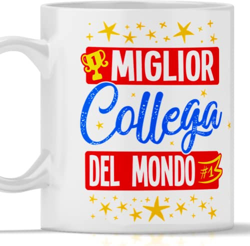 TeeDesign Tazza miglior collega del mondo. Idea Regalo compleanno o natale per lui e lei, collega uomo e donna - tazza collega