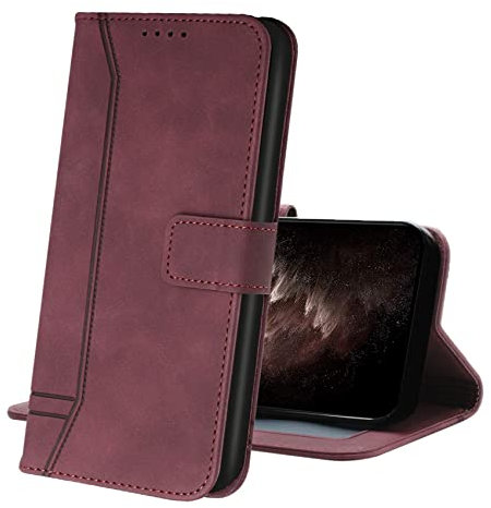 IMIRST Phone Case for Apple iPhone 12/12 Pro Case Leather Wallet Card Holder Book Flip Folio Stand View Cover Pouch for Apple iPhone 12/12 Pro HX3 Red