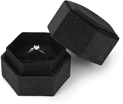 Samt Schmuck Ringbox, Single Slot Ring Schmuckschatulle Verlobung für Vorschlag Hochzeit Zeremonie Valentinstag (Schwarz)