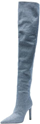 Pinko PLEYEL CUISSARD Denim, Stivali alla Moda Donna, PJZ_Lavaggio Vintage Medio Scuro, 36 EU