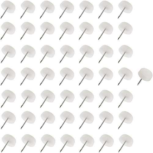 AERZETIX - C65824 - Lot de 50 Patins glisseurs pour Pieds de Chaise à clouer Ronds Ø14 mm en Plastique - Couleur Blanc - Meuble Table Armoire Commode Placard lit Accessoire Protection Sol canapé