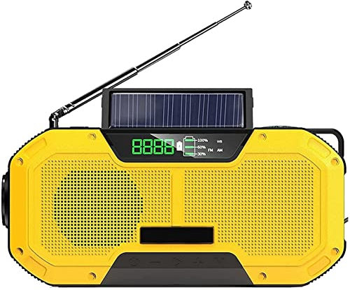 CAFFIA Emergency Hand Crank Radio,5000mAh Portable Weather Solar AM/FM/SW/NOAA Radios, LED Flashlight