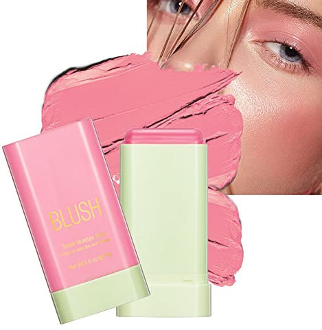 Greyghost Cream Blush Makeup for Cheeks, Cream Blush Stick, Blush crème léger et longue tenue, S'applique bien sur les peaux matures(#01 Rose timide)