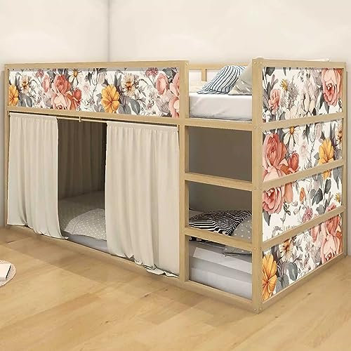 WANDKIND Aufkleber für IKEA KURA Kinderbett Hochbett Klebefolie Möbelfolie Sticker Kinderzimmer Blumen (Möbel nicht inklusive) IKB506 (2 Sticker Set)